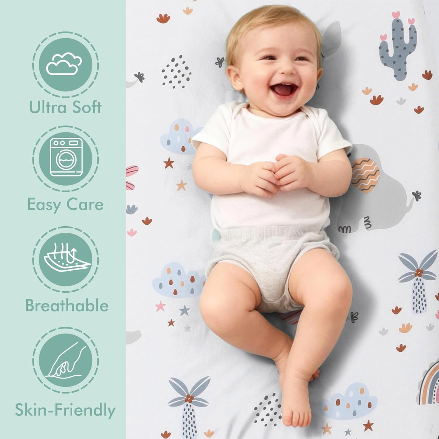 3 Pack Stretchy Bassinet Sheets 20" x 33" Compatible with Baby Delight, Angelbliss, Maxi-COSI & Most Regular Size Bedside Sleeper- Soft Breathable Fitted Bassinet Sheets for Baby - Yellow & Flower