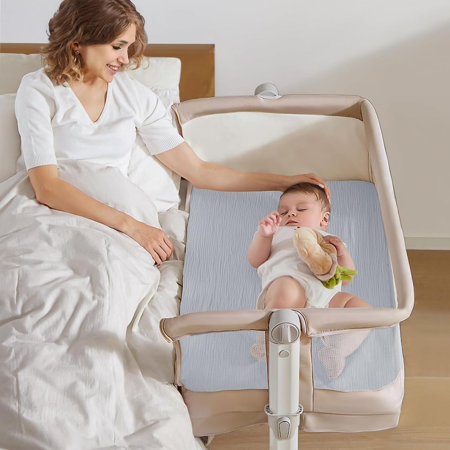 lulumoon Muslin Bassinet Sheets for Baby: Soft Bedside Sleeper Bassinet Fitted Sheets for Boys and Girls