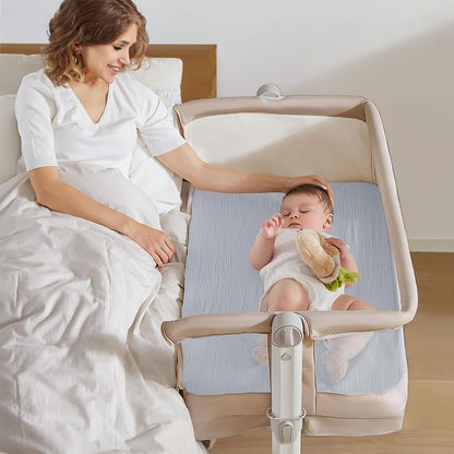 lulumoon Muslin Bassinet Sheets for Baby: Soft Bedside Sleeper Bassinet Fitted Sheets for Boys and Girls