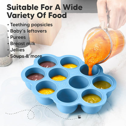 KeaBabies Silicone Food Freezer Trays with Lid, 2oz x 10 Pods Baby Food Storage Containers, Easy Puree Meal Prep, Breast Milk Silicone Freezer Molds, Dishwasher, Microwave Safe, BPA-Free (Chai Latte)