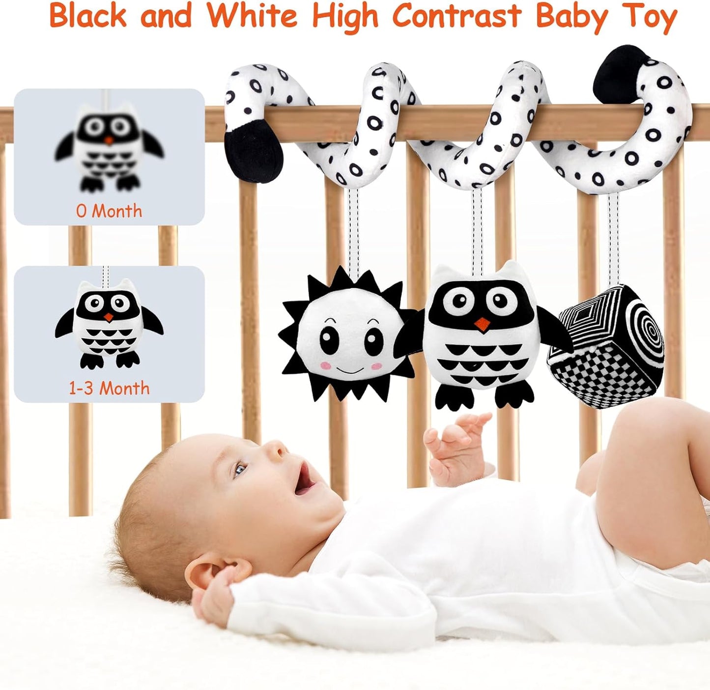 SAMMAS Car Seat Toys, Infant Baby Pink Pig Spiral Activity Hanging Toys Stroller Toys for Car Seat Stroller Bar Crib Bassinet Mobile with Mirror BB Squeaker and Rattles