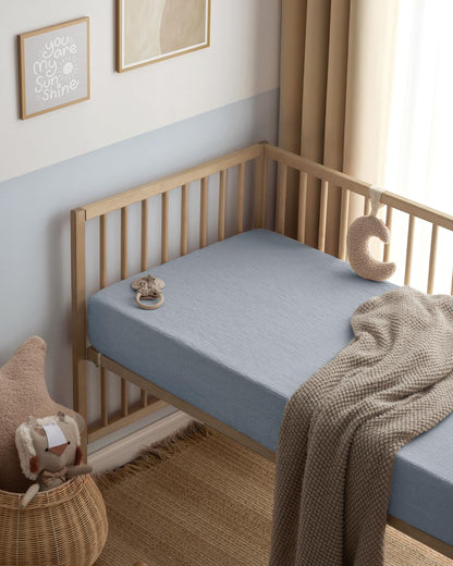 Blissful Diary Muslin Bassinet Sheets for Baby Girls Boys, Boho Soft Cotton Fitted for Oval Hourglass Rectangle Mattress, 2 Pack(Sunshine&Brown)