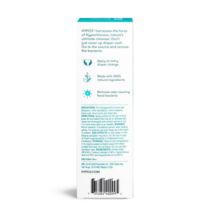 Munchkin HYP03 Diaper Rash Hypochlorous Acid Spray for Face and Body, Removes Rash-Causing Germs, Helps Promote Healing, Gentle for Sensitive & Eczema-Prone Skin, 3.4 Ounce