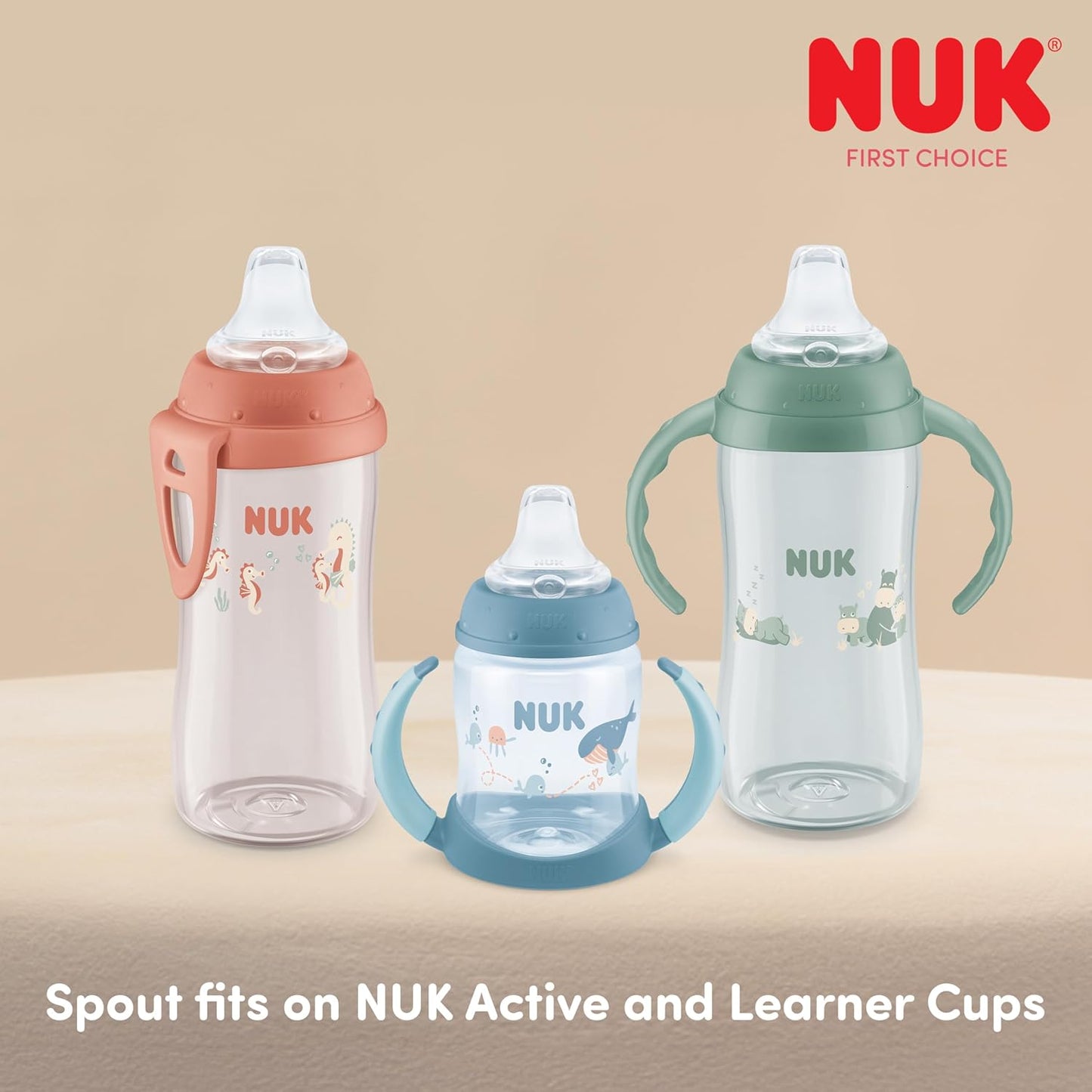 NUK Replacement Silicone Spout for Select NUK Cups, Spill-Proof, Soft Spout, Dishwasher-Safe, BPA-Free, Clear, Pack of 3