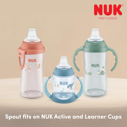 NUK Replacement Silicone Spout for Select NUK Cups, Spill-Proof, Soft Spout, Dishwasher-Safe, BPA-Free, Clear, Pack of 3