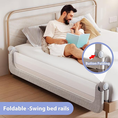 Baby Bed Rails Guard for Toddlers - Toddler Bed Rail for Queen Full King Twin Crib Bunk Size Bed Adjustable Heights & Foldable Bedrail Extra Tall Child Safety Side Railing Guards for Kids(78.7")