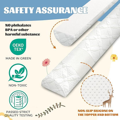 Asatdd Bed Rail for Toddlers, Bed Guard Rail, Soft Memory Foam Toddler Bed Rail for Twin, Full, Queen, King Beds with Washable Cover, 2 Pack