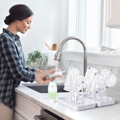 Baby Bottle Drying Rack with Tray, Termichy High Capacity Bottle Dryer Holder for Bottles, Teats, Cups, Pump Parts and Accessories, Gray