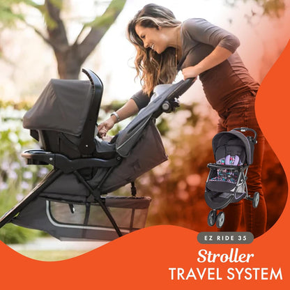 Baby Trend EZ Ride 35 Travel System, Stroller and Infant Car Seat Combo, Doodle Dots - Lightweight and Foldable Compact Design with One Hand Fold and Adjustable Handle