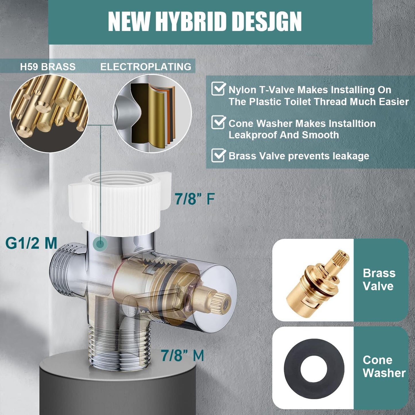 New Version Handheld Bidet Sprayer for Toilet, Premium Stainless Steel Bathroom Bidet Sprayer Set, Baby Cloth Diaper Sprayer with Superior Complete Spray Hoses Kit, Support Wall or Toilet Mount