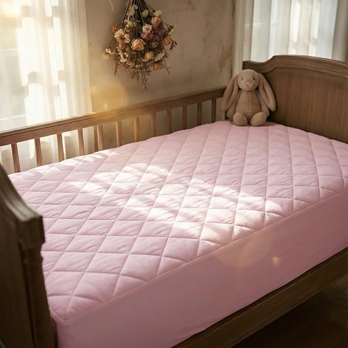 Quilted Crib Mattress Protector (2-Pack), Soft Toddler Mattress Pad Cover, Fits Standard Baby Crib Mattress 52x28''