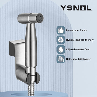 Handheld Bidet Sprayer for Toilet, Premium Stainless Steel Bathroom Bidet Sprayer Set with One-Click Start & Powerful Pressure, Baby Cloth Diaper Sprayer with Complete Accessories - Matte Black