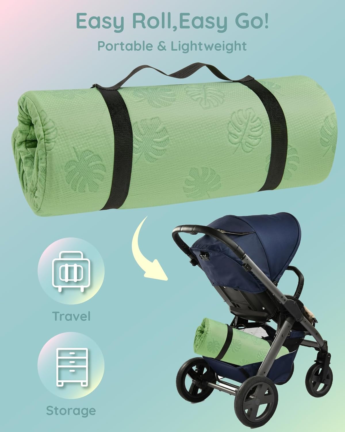 Lilian&Gema Pack and Play Mattress 38"x26"x1.5", Portable Mattress for Playpen, Pack N Play Mattress Topper, Soft Breathable and Waterproof Washable Cover for Baby Toddler
