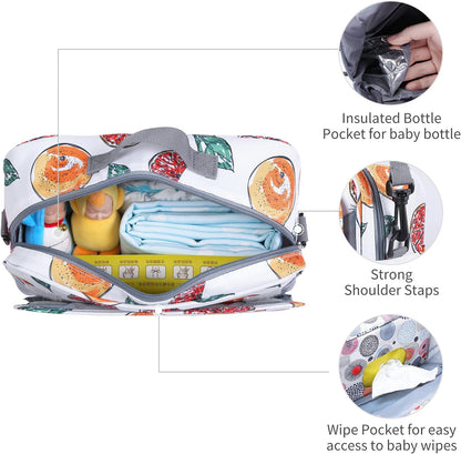 GOGOSO Baby Stroller Organizer Bag with Insulated Pocket, Universal Fit Most Strollers, Space for Diapers, Wipes & Toys, Flowers