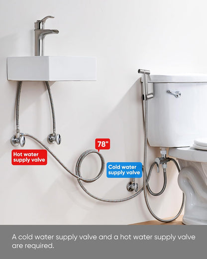 Arofa Handheld Bidet Sprayer for Toilet - 2 Pack Bidets Faucet for Existing Toilets Cloth Diaper Jet Sprayer, Stainless Steel Muslim Shower with Bidet Hose for Feminine Wash