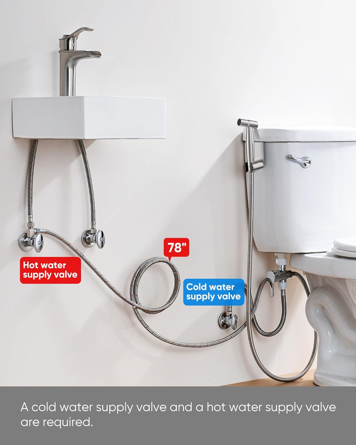 Arofa Handheld Bidet Sprayer for Toilet - 2 Pack Bidets Faucet for Existing Toilets Cloth Diaper Jet Sprayer, Stainless Steel Muslim Shower with Bidet Hose for Feminine Wash
