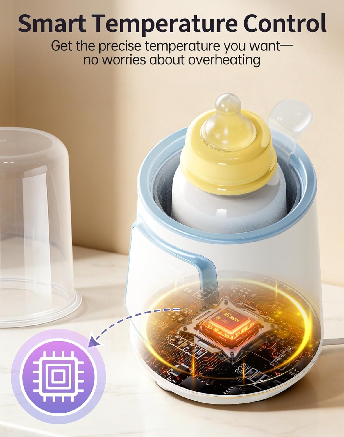 12 in 1 Fast Baby Bottle Warmer with Even Heating No Hot Spots, Night Mode, Sterili-zing, Constant Temp Milk Warmer for Breastmilk & Formula, Fits All Bottles Grey