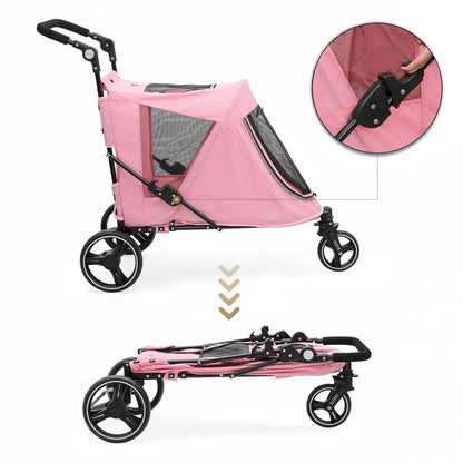 MoNiBloom Large Pet Stroller with Anti-Slip Ramp, Heavy Duty Dog Stroller Up to 99lb, Safe & Gentle Mobility Aid, All-Terrain Wheels, Idea for Injured, Disabled, & Senior Dog