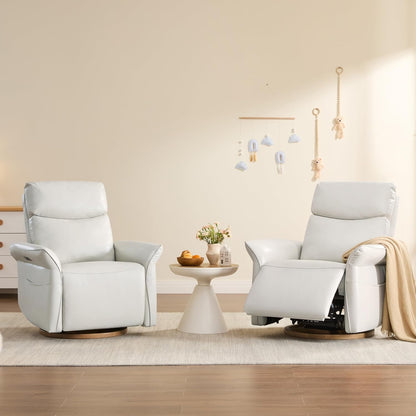 CHITA Power Recliner Chair, Electric Triple-Motor Swivel Glider Nursery Rocking Chair with Adjustable Power Headrest and Lumbar Support, GREENGARD Gold Certified, Solid Wood Base, Khaki Grey
