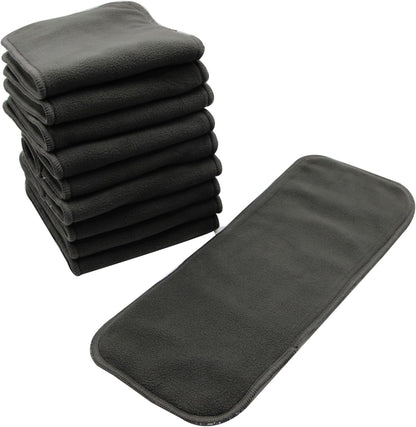 10pcs Reusable Soft 3 Layers Inserts for Baby Cloth Diaper,High Absorbing Washable Liners (10pcs-Grey Inserts)