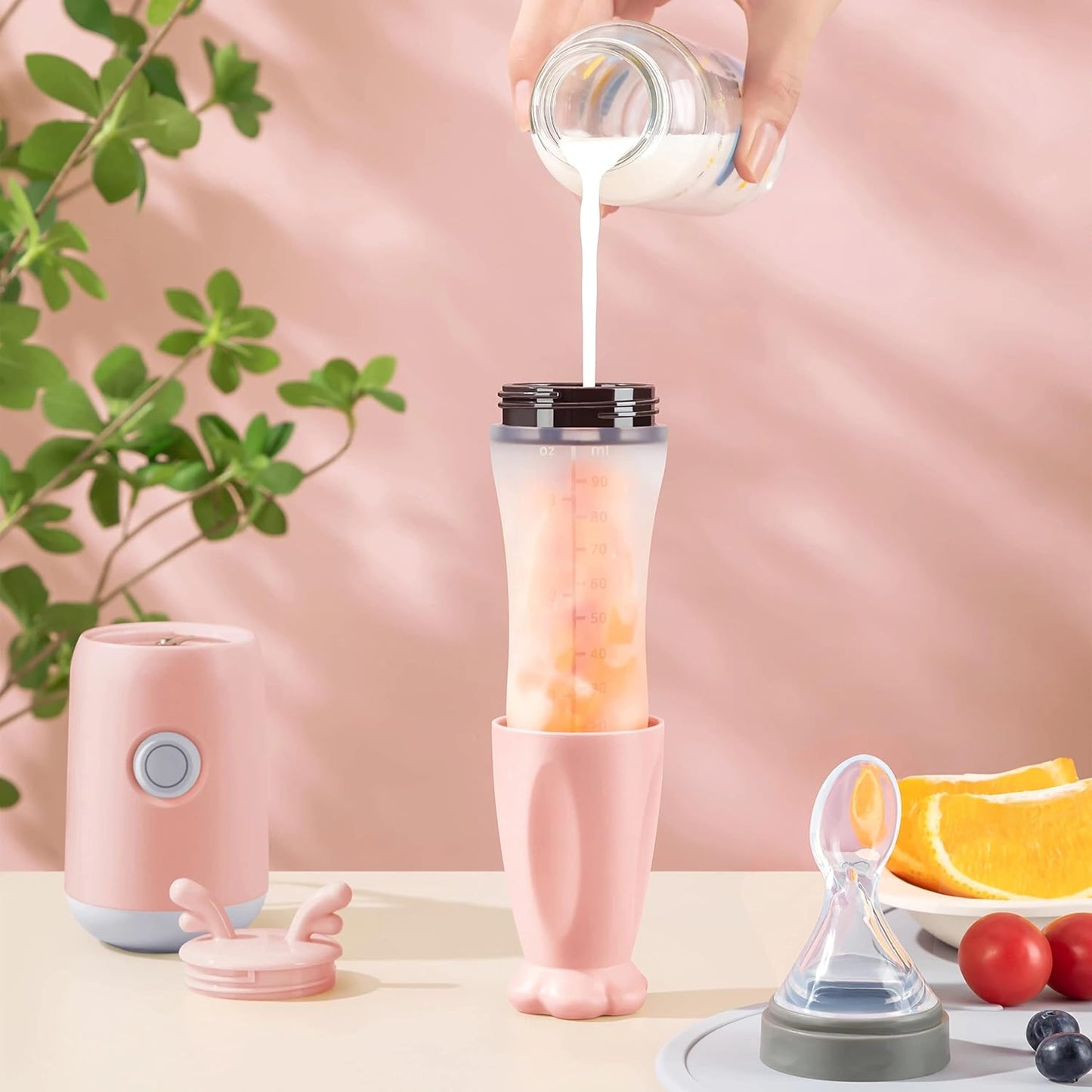 Socila Blender Baby Food Processor Mini Portable Blender With Silicone Feeding Bottle and Baby Spoons USB Quick Recharging