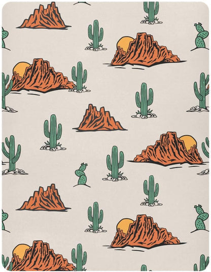 Fitted Crib Sheets Cactus and Floral Stretchy Portable Playard Sheets for Baby Toddler, Breathable Soft Mini Crib Mattress 52 x 28 in for Boys and Girls