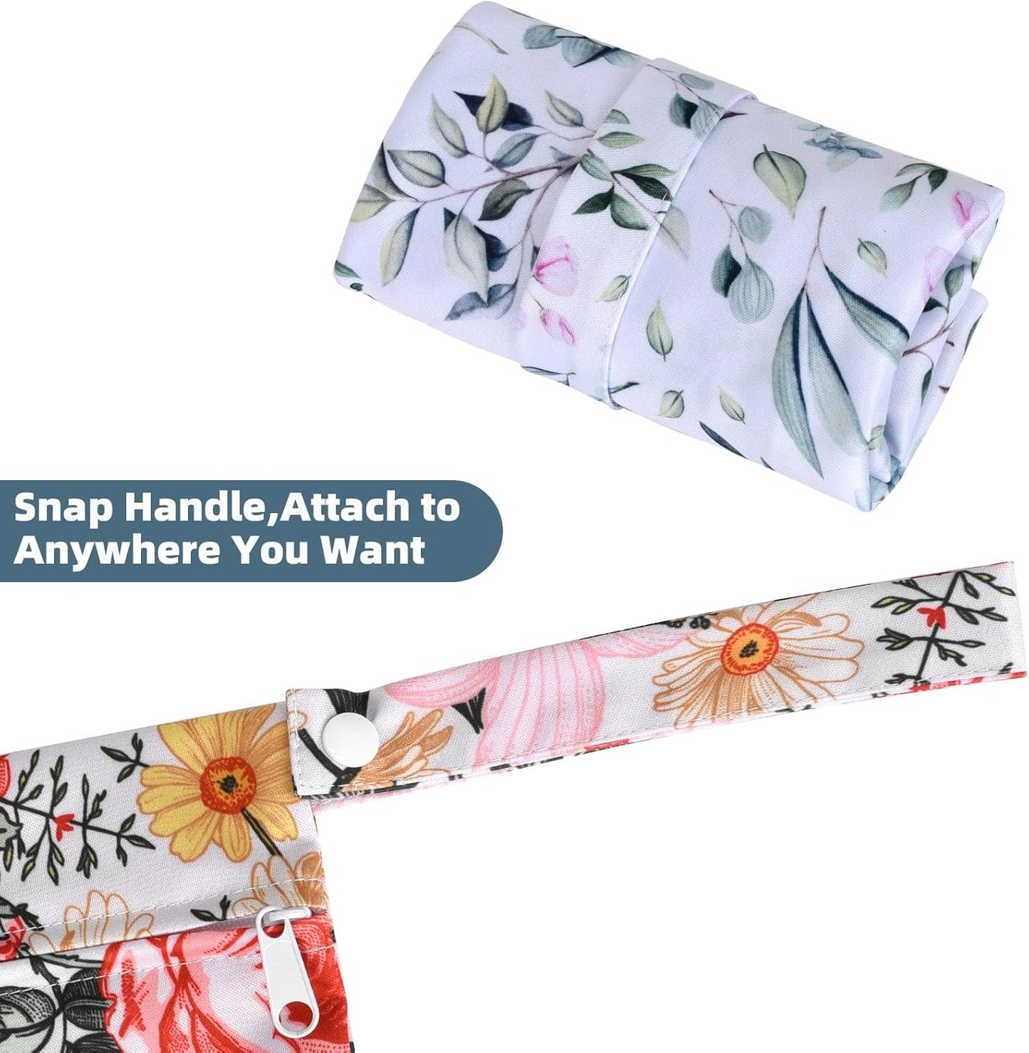 Wet Dry Bags 2-Pack with Cute Dolphin Print - Waterproof Travel Organizer for Swimming Pool Beach Gym Baby Cloth Diapers Swimwear with Dual Zippers