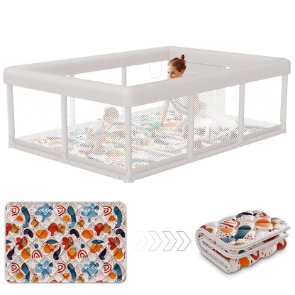 Hiaksedt Baby Playpen 50x50 Inch, Play Pens for Babies and Toddlers Baby Fence Play Yards for Indoor & Outdoor with Breathable Mesh Anti-Fall Playpen