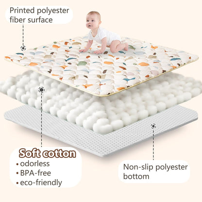 Baby Play Mat, 50x50 Playpen Mat with Super Soft Touch, Activity Mats with Upgraded Anti-Slip Bottom, Machine Washable Crawling Mats for Floor & Picnic (Animal Alphabets)