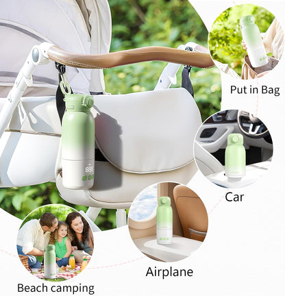 Portable Bottle Warmer for Travel - 12oz Cordless Milk Warmer, Dual Heating Modes for Breast Milk & Water, Fast Heating Smart Temperature Control, Ideal for Outdoor, Car, and Nighttime Feeding