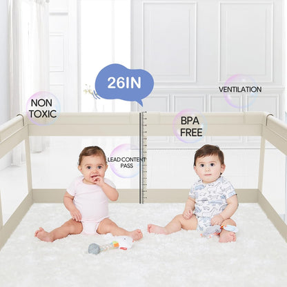 Fodoss Baby Playpen 50×50in, Small Play Pen for Babies and Toddlers, Playpen for Apartment, Play Yard, Activity Fence, Baby Playard with All-Side Mesh, Pull Rings