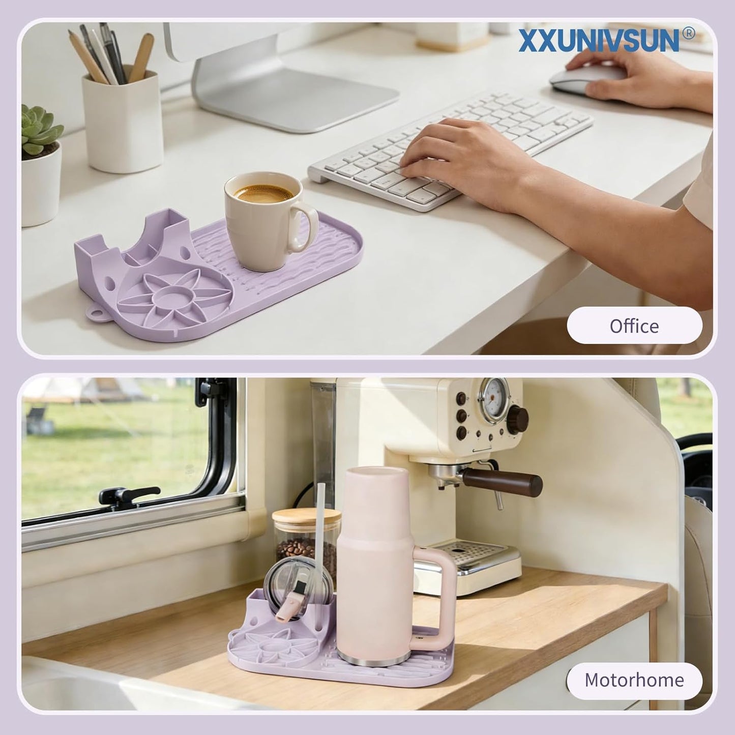 Bottle Drying Rack, Draining Mat for Stanley Tumblers20-40oz, Mugs, Wine Glasses, Compact Portable Cup Dryer Stand for Countertops, Office, RVs & Travel (Crystal Pink)