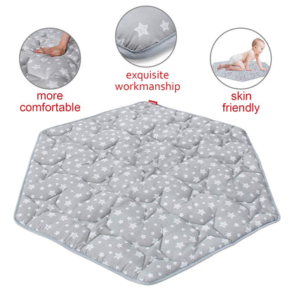 Octagon Playpen Mat Grey, Non Slip 8 Panel Playpen Mattress Mat Fits Regalo Extra Large Play Yard and hiccapop XL 69" Baby Playpen, Grey Star Octagon Playard Pad