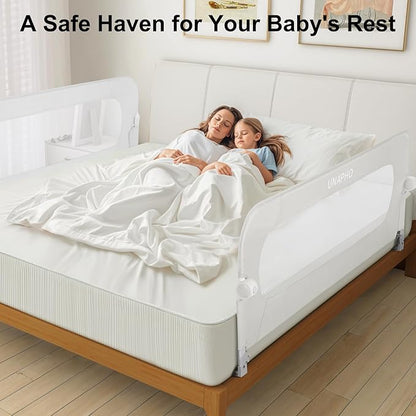 Bed Rail for Toddlers,Swing Down Kids Bed Rails Guard for Twin,Full,Queen,Bunk Size Bed,Extra Tall Child Bed Rail Guard with Reinforced Anchor Safety System,59" L x 31" H,White