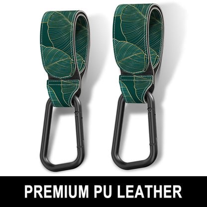 Baby Stroller Hooks for Hanging Bags, Universal Stroller Clips Accessories, Mommy Hook for Diaper Bag, Shopping Cart, Purse, Backpack - 2 Pack, Abstract Leaf