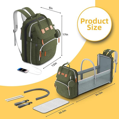 ISMGN Diaper Bag Backpack with Changing Station, Large Diaper Bag, Baby Bag, Multifunctional Diaper Bag, ARMYGREEN