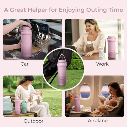 Momcozy 22oz Portable Breast Milk Cooler for Outdoor, Life Saver with 360° Total Cooling for 24 Hours, Larger Capacity Travel Breastmilk Chiller with 2pcs Baby Bottles for Breastmilk Storage