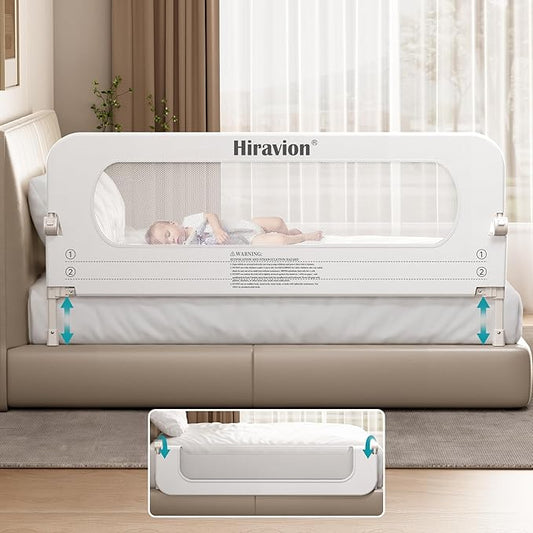 Bed Rail for Toddlers, Baby Bed Rail Guard with U-Shape Base, Height Adjustable & Foldable Toddler Bed Rails for Full Size, Queen, King, Twin (White, 33in)