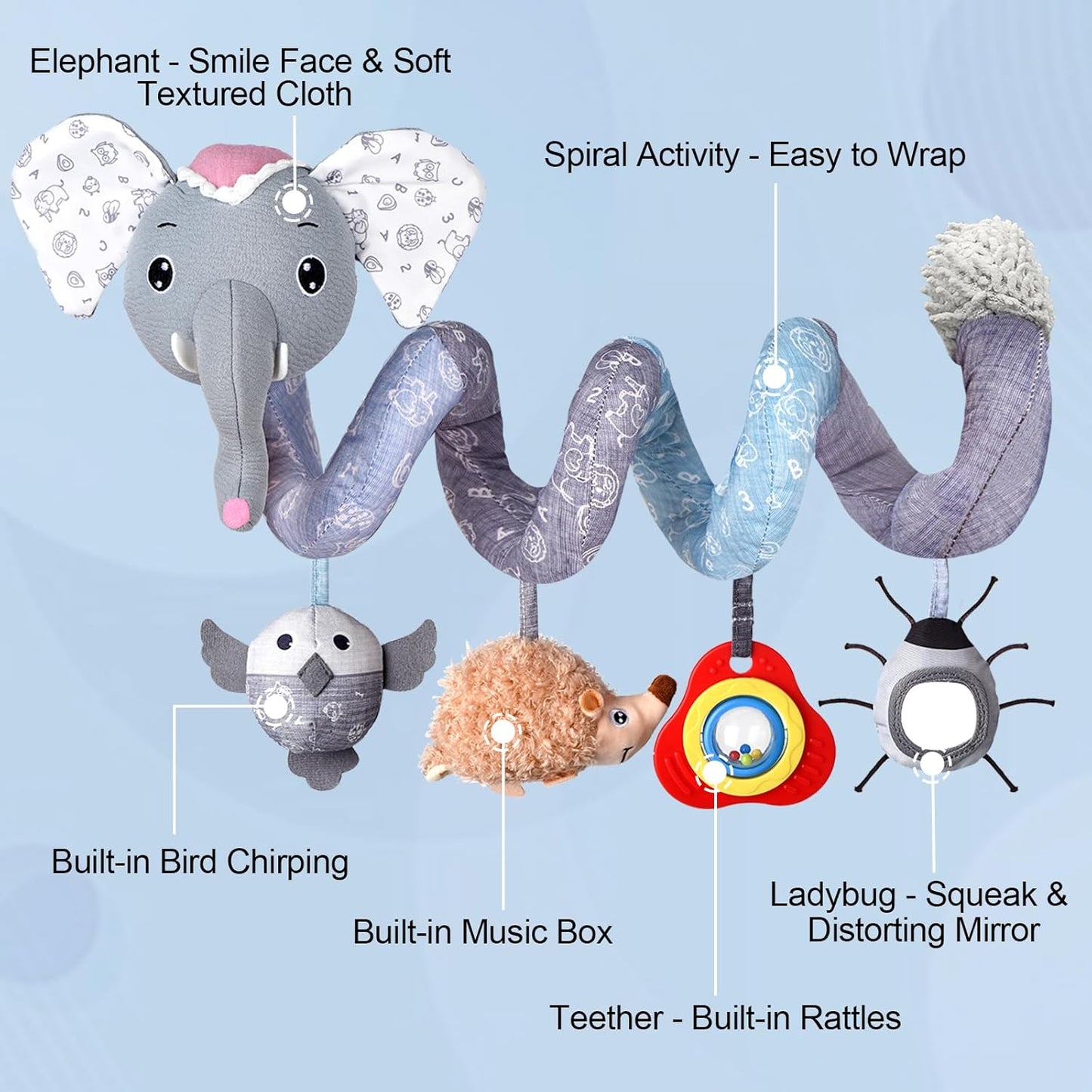 MONSTIME Musical Car Seat Toys Newborn Toys, Stroller Toys Baby Toys 0-6 Months Infant Toys, Baby Toys for Carseat Stroller Crib with Rattles Teether, Baby Toys for 0 3 6 9 12 Boys Girls Enfants