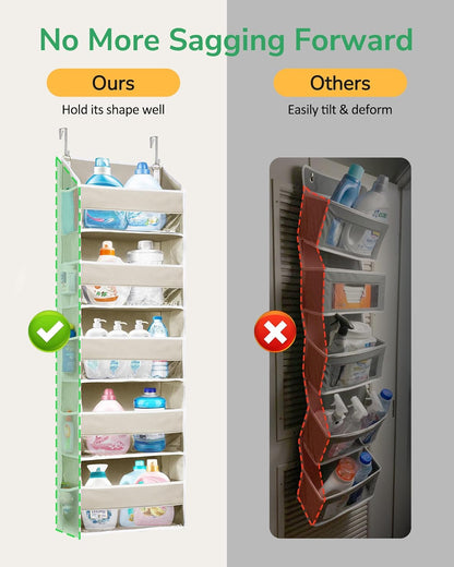ULG 1 Pack Over Door Organizer with 5 Large and 10 Mesh Side Pockets, 44 lbs Weight Capacity Hanging Storage with Clear Window Kids Toys, Shoes, Diapers, Dark Grey, 5 Layers