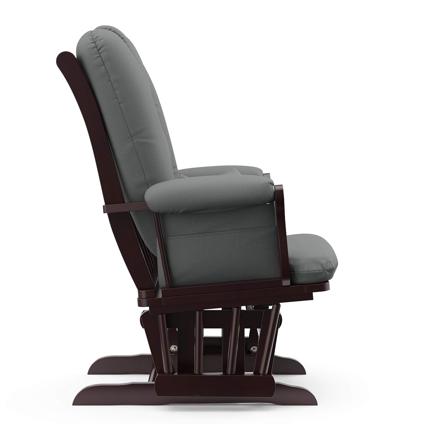 Storkcraft Tuscany Glider with Ottoman (Black/Gray) — GREENGUARD Gold Certified, Bonus Lumbar Cushion Included, Solid Wood Base, Smooth Motion, Award-Winning Nursery Rocking Chair, Glider and Ottoman