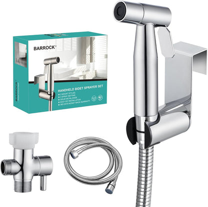 BARROCK Handheld Bidet Sprayer for Toilet, Stainless Steel Metal Made Baby Cloth Diaper Spraying Kit, Bathroom Toilet Bidet Attachment Set for Bathing Pets and Feminine Hygiene, Matte Black