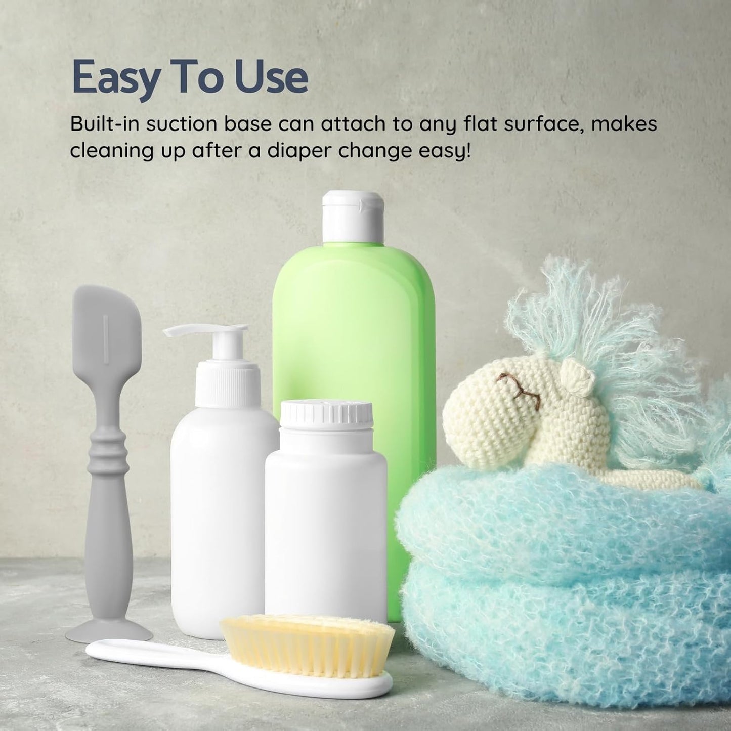 3 Packs Silicone Diaper Cream Applicator with Suction Base, Diaper Cream Spatula Applicator for Babies, Soft Silicone Diaper Cream Brush (Sage/Ether/Natural)