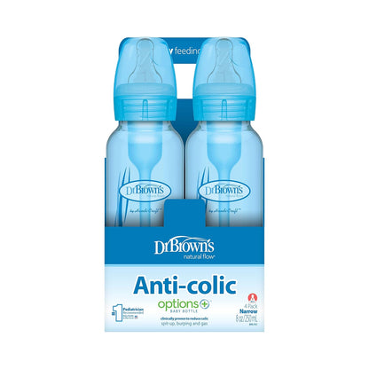 Dr. Brown’s Anti-Colic Options+ Narrow Baby Bottles, 0m+ Level 1 Nipple - Baby Bottle to Reduce Colic (3 Pack), Purple 8 oz