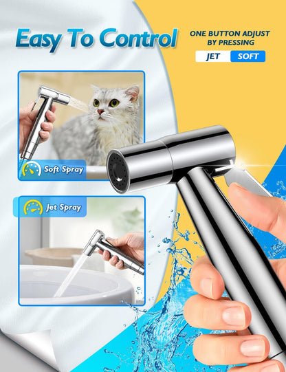 BRITULIF Handheld Bidet Sprayer for Toilet, Jet Sprayer for Toilet Muslim Shower, Adjustable Cloth Diaper Sprayer Bidets Attachment for Toilet, Toilet Bidet Sprayer with Bidet Hose for Feminine Wash