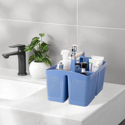 rejomiik Portable Shower Caddy Basket Plastic Cleaning Caddy Organizer Storage Tote with Handle for Bathroom, College, Dorm Room Essentials, White