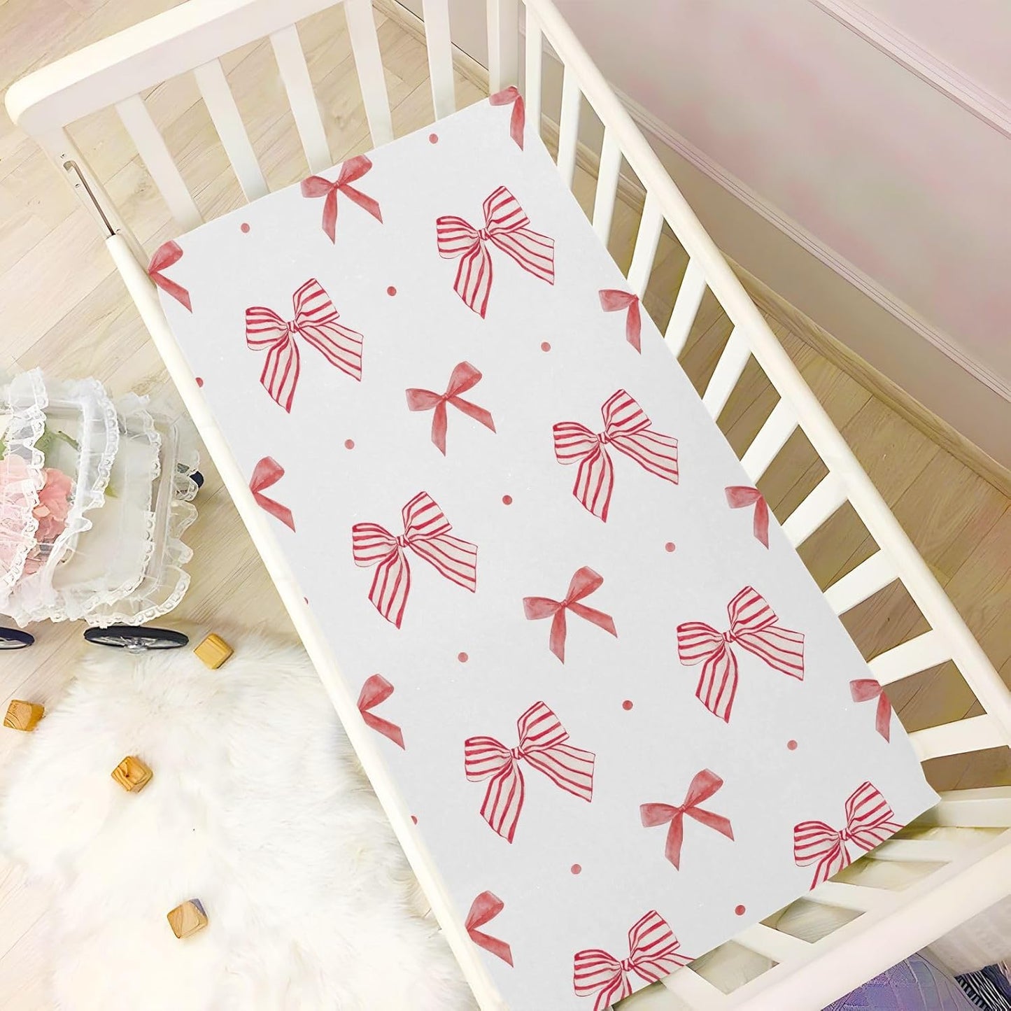 Fitted Crib Sheets Cactus and Floral Stretchy Portable Playard Sheets for Baby Toddler, Breathable Soft Mini Crib Mattress 52 x 28 in for Boys and Girls