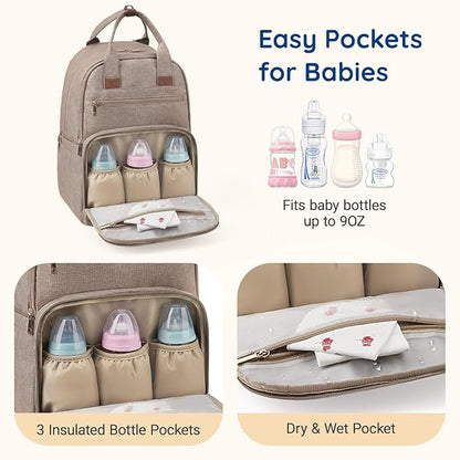 mommore Diaper Bag Backpack, Large Baby Bag for Boy Girl Toddler with Changing Pad, Travel Essentials Diaper Backpack Baby Shower Gifts