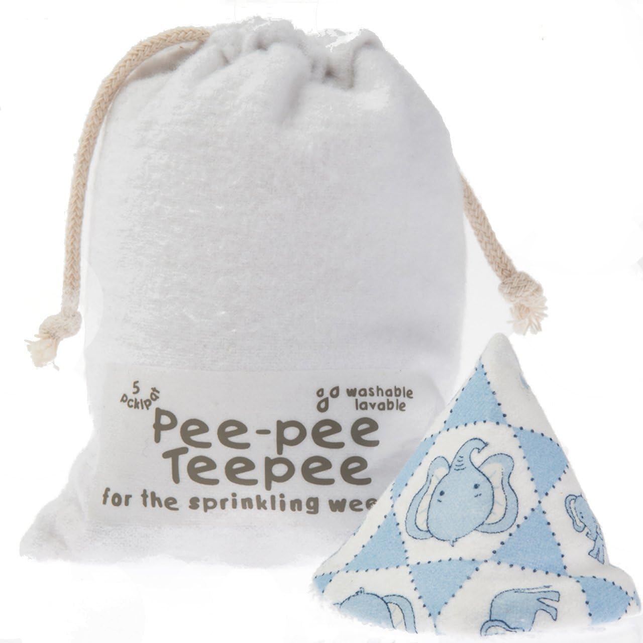 Beba Bean - Pee Pee Teepee for Baby Boy - Reusable & Washable Pee Shield for Diaper Changing - Baby Shower Gifts for Boys - Li’l Monkey Cotton Cloth - Laundry Bag - Set of 5 Covers