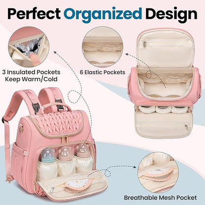 Tealari 4 in 1 Convertible Diaper Bag Backpack,Waterproof Baby Diaper Bag with Changing Pad,Converts into Baby Tote Bag,Diaper Backpack,Stroller Bag and Crossbody Diaper Bag